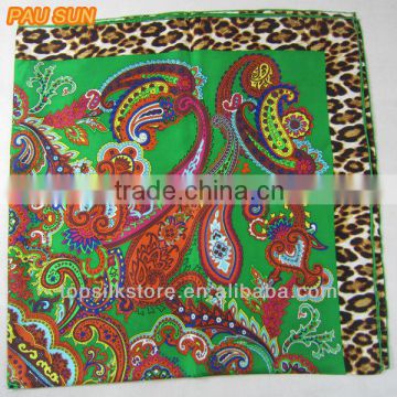 leopard print 100% silk twill scarf