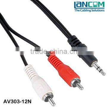 Stable Quality Stereo Cable 3.5mm Male to 2xRCA Male,Nikle Plated
