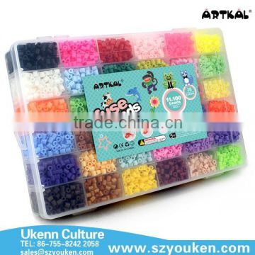 MID S-5MM 11100pcs fuse perler beads/box, 36 colors with ironing paper jewelry beading kits for children