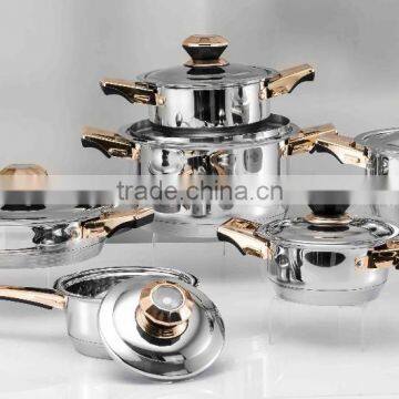 7pcs best high quality stainless steel golden plating kitchen cookware set