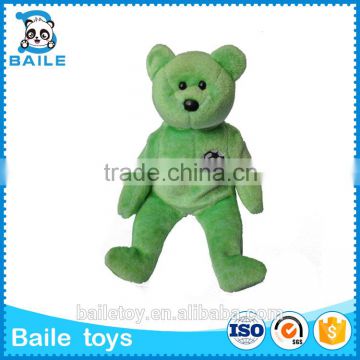 2016 DongGuan green soft doll custom stuffed plush teady bear toy