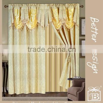 Luxury Gold India style Valance Curtains Drapery Made in China