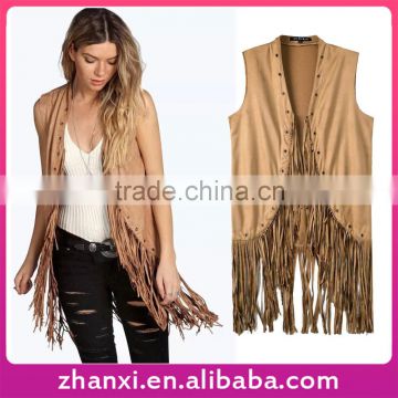 Wholesale autumn women tassels coat girls suede leather ladies vest jacket