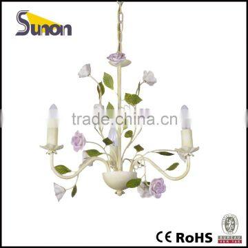 SD0896/3Jiangmen Factory Price Rural Style Plants Chandelier With Ceramic Flower