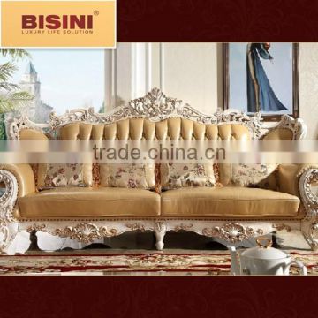 Bisini French Palace Exquisite Genuine Leather Sofa Set