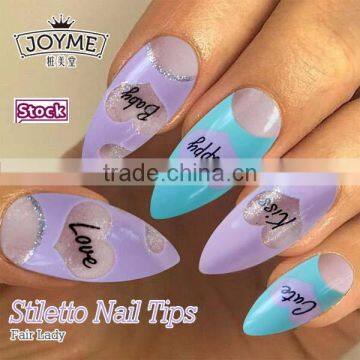 Hot sale sweet heart nail art nail supplies stiletto acrylic nail tips