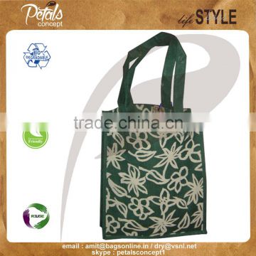 printed jute market bag with jute self handle