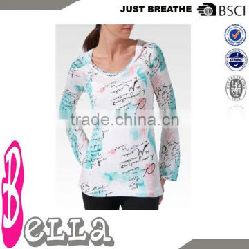 wholesale long sleeve hot loose fit bamboo fitness clothing for ladies