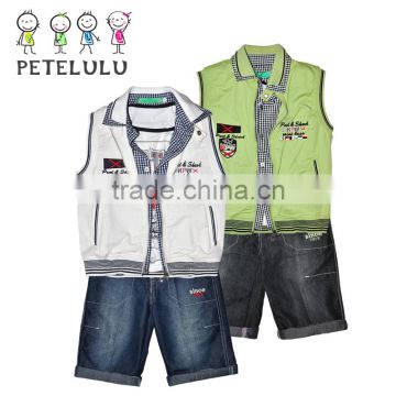 OEM Guangzhou Factory 3Pcs Papa Suit Summer Cotton Baby Clothes Set