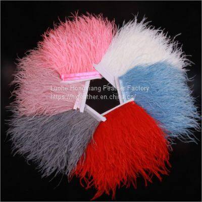 4-6inch Ostrich Feather Trims Colorful Fringe Ostrich Feathers Trimming for Clothes Decoration
