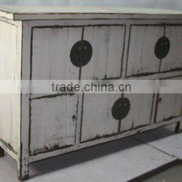 white distressed antique sideboard cabinet