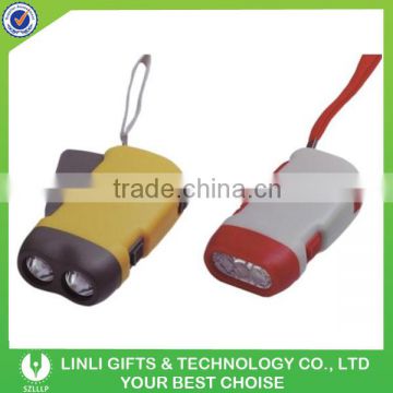 Promotional Colorful Plastic Hand Charge Led Dynamo Torch Light With Logo Printing