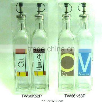 2pcs glass oil & vinager bottle with printing (TW66K52P,TW66K53P)