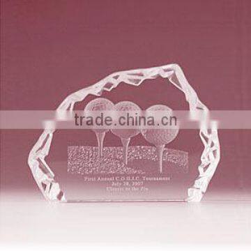 New arrival crystal iceberg plaque with 3d logo insert for golf award