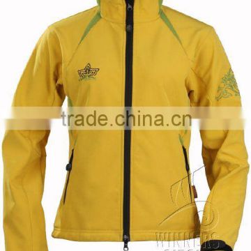 Women's yellow soft shell jacket with waterproof(AL7011)
