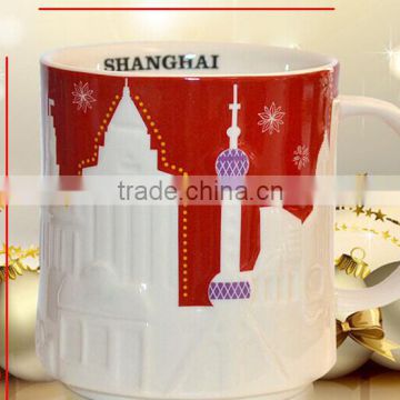 new style creative city building view carving modeling exhibation gift ceramic coffee mug