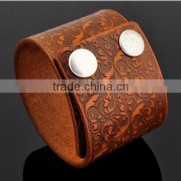 Best Selling Christmas Items Wide Leather Wristband Bracelet