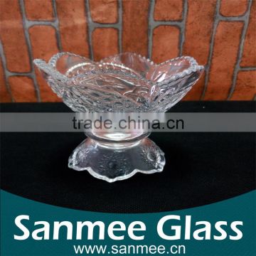 Hot Selling Custom Embossed Patterns Glass Ice Cream Cup