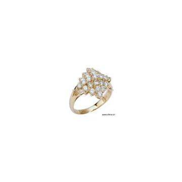 Sell Fashion CZ / Rhinestone Alloy Gold Plated Ring