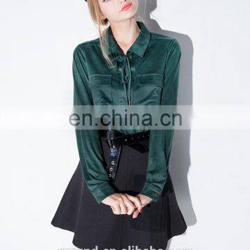 New British Stylish Comfort Dark Green Lace Up shirt