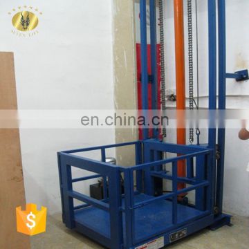 7LSJD Shandong SevenLift small hydraulic guide chain indoor outdoor used guide rail elevator cargo lift table