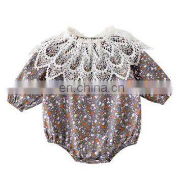 2020 autumn new baby girl long-sleeved cute floral romper lace collar