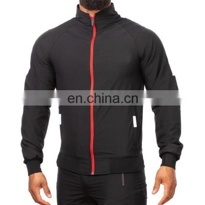 Top sell quick-drying breathable zip colorblock gym Hoodie for men