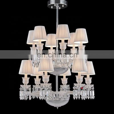 European style villa living room pendant lighting white lampshade luxury modern classics k9 crystal candles chandelier