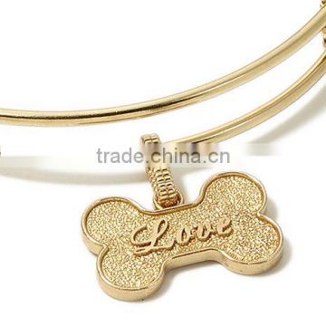 Vnistar wholesale cheap dog bone charm in gold color fit adjustable bracelet and necklace TC-009