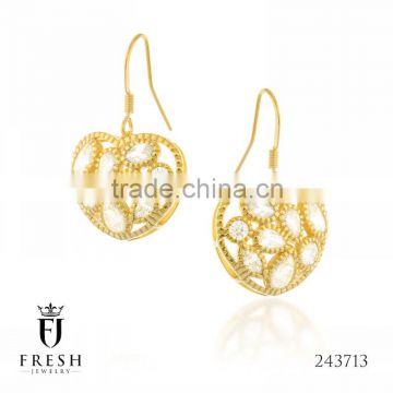 Fashion Gold Plated Earring - 243713 , Wholesale Gold Plated Jewellery, Gold Plated Jewellery Manufacturer, CZ Cubic Zircon AAA