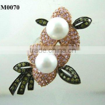 fashion elegant pearl brooch jewelry costume pearl 18 k gold plated