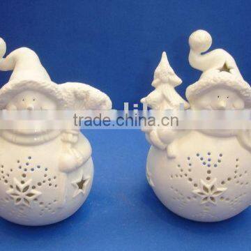 Xmas ceramic giftware,santa candle holder