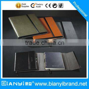 Good design loose leaf notebook with 6 golden metal rings for promotional