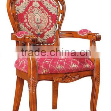 Good quality wooden restaurant chair/ wooden dinning chair with carved pattern and armrest (NG2650A))