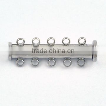 wholesale brass 5 strand magnetic connectors tube slide lock clasps
