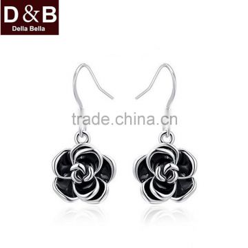 HYE43161The latest simple fashion platinum black roses earrings