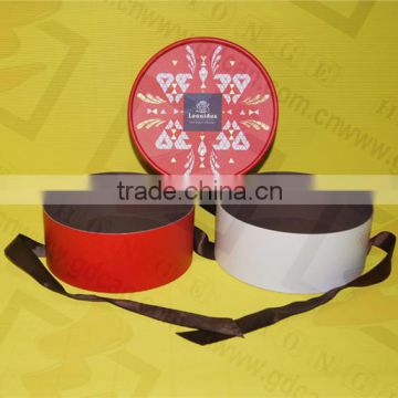 paper round box for jewelry package with ribbon