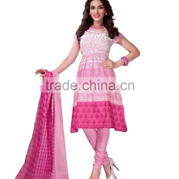 white and pink south cotton dress material