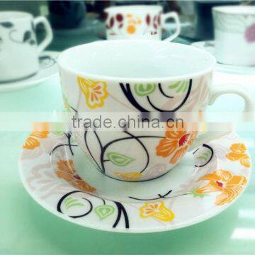 Flower Porcelain Ceramic tea cup and saucer bulk for drinking