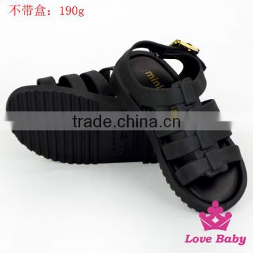 Fancy Kids Plain Black Soft Silicone Gladiator Wear Resistant Baby Boy Summer Flattie Casual Snadals Shoes