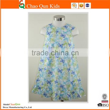2017 lastest frock design wedding children dress with butterfly printed