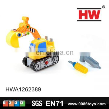 New design plastic cartoon toys disassembled toy excavator for kids