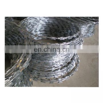 Chain link fence top barbed wire hot diped galvanized razor blade wire