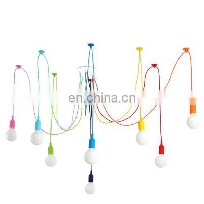Multiple Pendant Lights Modern Nordic Color E27 Bulb Holder Industrial Lamp LED Droplight Hanging Chandelier Silicone Lamp