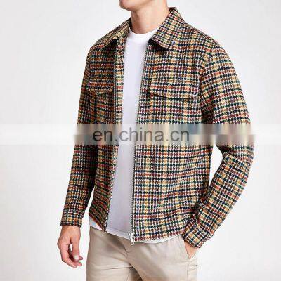 2021 Wholesale mens casual plaid jacket men zip up -=custom fit bomber jackets