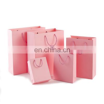 Custom Printed Personalized Pink Matte Laminated Retail Shopping Tote Paper Bag With Logos