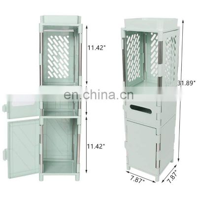 Small Bathroom Corner Cabinet / Tissue Storage Rack / Narrow Sink Storage Rack with Door and Shelf
