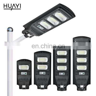 HUAYI Unique Design High Power High Brightness Waterproof Ip65 30w 60w 90w 120w All In One Solar LED Street Light