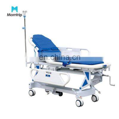 2022 Hot Adjustable Medical Operation Manual Hospital Patient Steel Rail Transfer Ambulance Stretcher Transportation Trolley