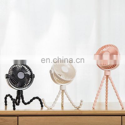 Air Cooling Rechargeable Silicone Flexible Desk Outdoor Fan Tripod Clip Portable USB Baby Stroller Fan
